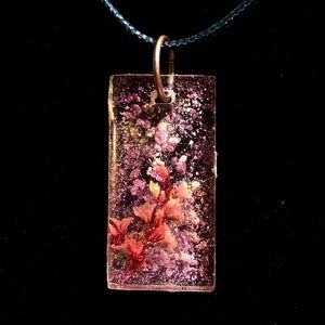 Pink Floral Wearable Resin Art Pendant Necklace